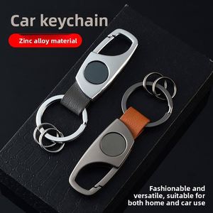 Creative Engraving Car Keychain Personalized Stainless Steel Mens Anti-lost Pendant Business Gift Leather Locking Key Chain Clip - Product Image 2