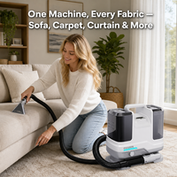 Nettoyeur de tapis électrique portable, machine à vapeur 120°C, eau chaude/froide, détachant profond pour canapé, siège de voiture, escaliers, poils d'animaux