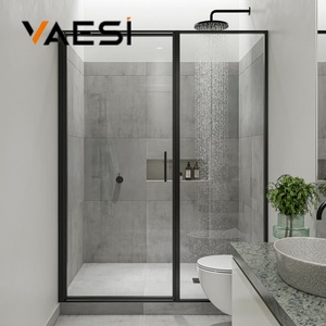 <span class=keywords><strong>Porte</strong></span> <span class=keywords><strong>de</strong></span> <span class=keywords><strong>douche</strong></span> coulissante encadrée <span class=keywords><strong>en</strong></span> aluminium avec <span class=keywords><strong>verre</strong></span> trempé noir mat à <span class=keywords><strong>bas</strong></span> prix <span class=keywords><strong>de</strong></span> l'usine Vaesi - Product Image 1