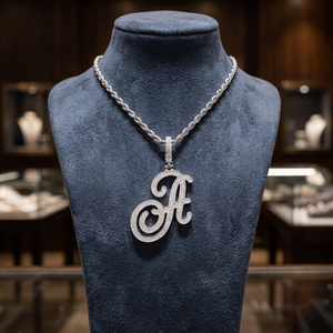 Custom Letter Pendant <b>Necklace</b> Iced Out Hip Hop <b>Initial</b> Charm 925 Sterling <b>Silver</b> Moissanite Jewelry - Product Image 4