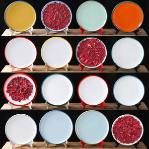 Two Tone Melamine Beef <b>Plate</b> Round 450mm For Hot Pot Restaurant Commercial Barbecue Sliced Meat Serving - Product Image 1