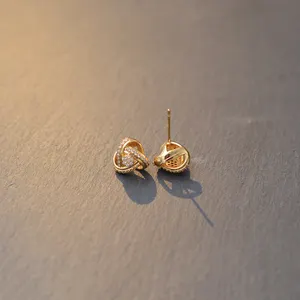 Exquisite Vintage Latest Design Brass Golden Simple Stud Earrings For Women With Design