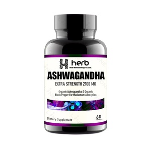 Cápsulas de Extracto de Ashwagandha de Marca Privada OEM/ODM con Raíz de Ashwagandha Orgánica y Pimienta Negra - Product Image 1