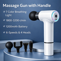 Professional Portable 7-Color RGB 6-Speed Deep Tissue Electric Massage Gun for Athletes Body Relief with 4 Heads & Case