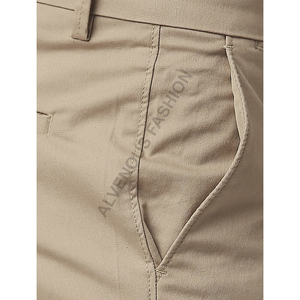 Pantalon décontracté en tissu sergé 100% coton pour homme, poches zippées, coupe droite, uni, ample - Product Image 5