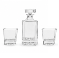 Ensemble de carafe à whisky carrée avec 2 verres en cristal, boîte en bois noir gravée, accessoires de bar, cadeaux pour hommes, anniversaire de mariage