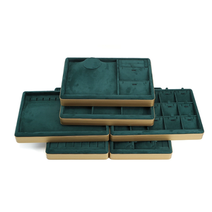 Khay trưng bày đồ trang sức, khay trưng bày Mặt dây chuyền vòng cổ với nhung xanh để lưu trữ và trưng bày đồ trang sức - Product Image 5