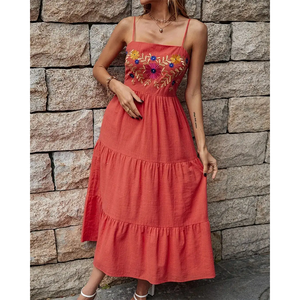 Robe d'été décontractée à imprimé floral pour femme, col en V, manches courtes, coupe trapèze, mini, ample, en mousseline respirante, tissée – Nouvelle collection en promotion usine - Product Image 5