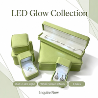 Boîte à bijoux en cuir PU personnalisée Fandi, boîte à bijoux avec éclairage, coffret cadeau de luxe, présentoir de rangement pour bijoux, boîtes à bijoux LED