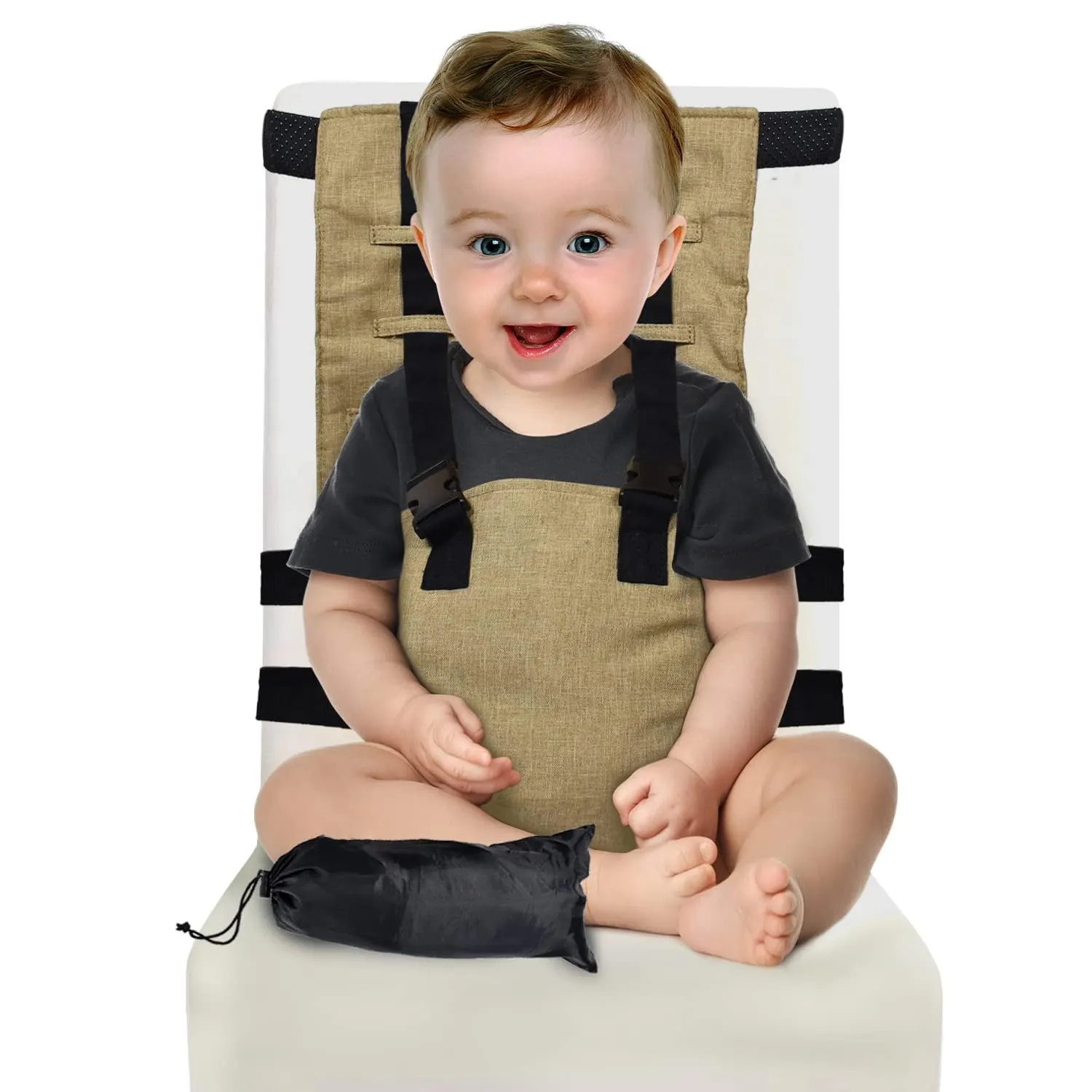 Có Thể Giặt Du Lịch Booster Seat Với Mang Theo Túi Du Lịch Ghế Cao Cho Trẻ Mới Biết Đi Với Dây Đai Có Thể Điều Chỉnh Phù Hợp Với Bất Kỳ Ghế Trẻ Mới Biết Đi Ăn