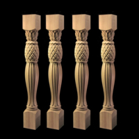 Piliers et balustres en bois massif, escaliers de luxe, colonnes décoratives en bois sculpté, grands piliers romains, poteaux de balustrade complets ou demi-complètes
