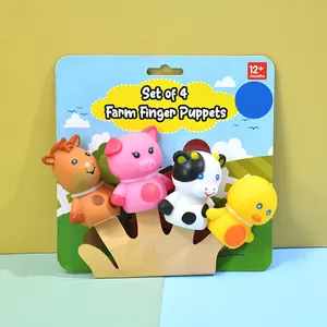 工厂供应商儿童互动彩色玩具小动物手指套装橡胶手偶幼儿益智玩具