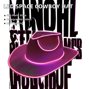 Cappello da <span class=keywords><strong>Cowboy</strong></span> Spaziale Unisex per Adulti e Bambini con Logo Personalizzato, Luci LED Olografiche Colorate per Feste di Halloween e Novità per Feste - Product Image 2