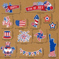 48 piezas de pegatinas de papel suave retro patrióticas con mapa de EE. UU. y Estatua de la Libertad para tablero de anuncios, decoración del Día de la Independencia del 4 de julio
