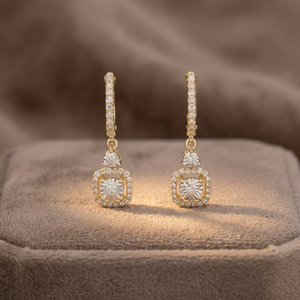 Pendientes de Oro de 14K con Baño de Rodio, Corte Brillante Natural, Lujosos y Simétricos, 3.46 g, Regalo para Mujer, Diamantes a la Moda - Product Image 3