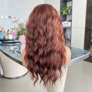 วิกผมสังเคราะห์สีแดงเข้มคุณภาพสูงแบบขายส่ง Futura ทนความร้อนสูง ขนาด 13x4 สำหรับผู้หญิง - Product Image 5