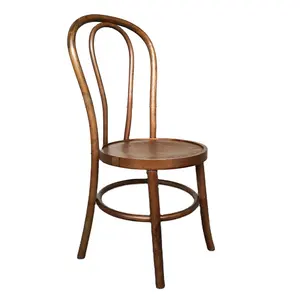 Silla de café de madera maciza europea, silla de comedor para eventos, silla Thonet de madera curvada apilable