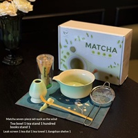 Ensemble de fouets à matcha en bambou minimaliste moderne avec bol, ustensiles, fouet, brosse, outils à thé portables