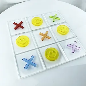 Lucite Glitter Smily Tic Tac Toe Set Luxury Acrylic Noughts and Crosses -Tic Tac Toe-XおよびO