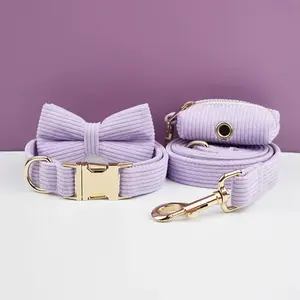 Corduroy-Hundegarnitur einstellbares Hundehalsband Leine Luxus individuelle Eigenmarke Hundegarnitur Haustierzubehör