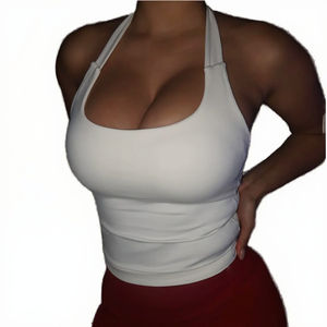 Nouveau débardeur court sans manches et dos nu, épaules dénudées, anti-transpiration, pour femme, avec effet sculptant la taille, en tissu Spandex/Nylon 220g - Product Image 3