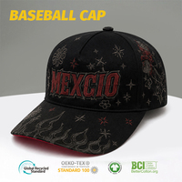 Casquette de baseball streetwear à visière incurvée Mexique, avec patchs brodés et étiquettes métalliques, impression personnalisée, faible MOQ, vente en gros OEM ODM