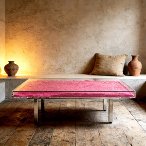 Table basse carrée en verre avec remplissage en sable acrylique, meubles de salon - Product Image 4