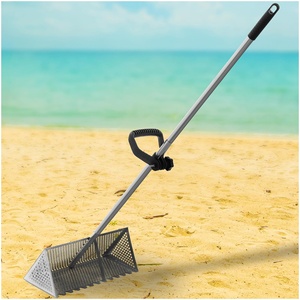 Rastrillo de playa resistente de acero inoxidable de grado industrial 52 "16" cesta arena <span class=keywords><strong>pulgas</strong></span> y colector de conchas marinas mango ergonómico - Product Image 6