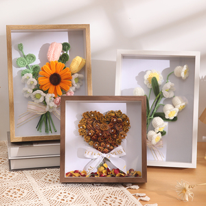 Tùy chỉnh kích thước 3cm & 5cm Gỗ Sâu khung ảnh DIY 4x6 6x8 A4 hình ảnh khung 3D bóng mẫu vật sáng tạo khô hoa hộp hiển thị - Product Image 3