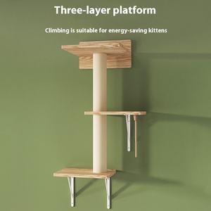 Disesuaikan Modern mainan hewan peliharaan kucing furnitur kayu terpasang kucing pemanjat Set 5 dinding terpasang kucing rak Dinding - Product Image 4