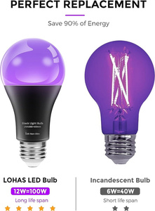 2025 Black Light <strong>Bulbs</strong> A19 <strong>LED</strong> UV for Glow in the Dark <strong>9W</strong> E26 E27 for Halloween Party <strong>LED</strong> UV Light <strong>Bulb</strong> <strong>9W</strong> for Body Art Paint - Product Image 3