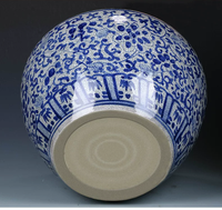 Grand pot de fleurs traditionnel en porcelaine de Jingdezhen, style ferme, avec glaçure craquelée bleu et blanc, pour intérieur et extérieur