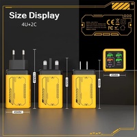 Nuevo Cargador de Pared con 6 Puertos USB Tipo C PD3.0 de 240W, Carga Súper Rápida para Teléfonos Móviles, Enchufe EU/UK/US, Adaptador de Carga Rápida para iPhone 17