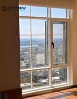 Ventana Abatible de Aluminio con Rotura de Puente Térmico, Antirrobo, con Cerradura Multipunto, Vidrio Templado, Ventana de Seguridad, Fábrica OEM