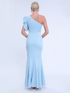 <span class=keywords><strong>Robe</strong></span> de soirée longue asymétrique à col oblique et volants, coupe ajustée, pour <span class=keywords><strong>demoiselle</strong></span> <span class=keywords><strong>d</strong></span>'<span class=keywords><strong>honneur</strong></span> - Product Image 6