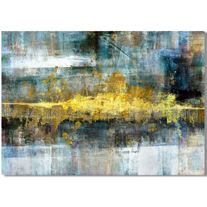 Superbe artiste peint à la main moderne peinture à l'huile abstraite art mural doré pour la décoration du salon toile populaire à l'huile faite à la main - Product Image 1