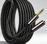 Kabel AUX 3.5mm Male to Female, Kabel Ekstensi Headphone, Berlapis Emas 24K, Tembaga Murni, Dilindungi Ganda, Jalinan Nilon, Untuk Mobil & PC
