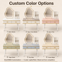 Table de toilette avec miroir LED et éclairage, bureau de maquillage avec tiroirs, table de maquillage moderne blanche pour chambre à coucher, salle de maquillage