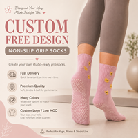 Chaussettes de yoga et de Pilates pour femmes avec logo personnalisé, antidérapantes, mi-mollet, tricotées, séchage rapide, respirantes, pour la positionnement corporel, sur commande