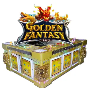 Desain tahan lama 8 pemain 55 "layar koin dioperasikan mesin permainan ikan fantasi emas