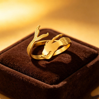 Bague ouverte ajustable Dragon Chinois en acier inoxydable plaqué or, motif écailles de dragon, bijou unisexe pour hommes et femmes