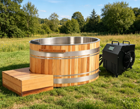 Baignoire de récupération ovale extérieure pour 1 personne, en acier inoxydable et bois de cèdre rouge, pour bain froid et glace, en stock aux États-Unis