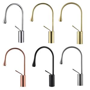 <span class=keywords><strong>Rubinetti</strong></span> per bacini in ottone con acqua calda fredda moderni in oro con Design a goccia d'acqua - Product Image 2