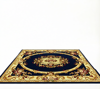 Tapis de luxe personnalisé à motif géométrique moderne bleu et or avec impression pour salon, chambre et décoration d'hôtel