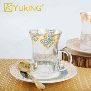 Set di Teiere Etiopi e Tazze <span class=keywords><strong>Kava</strong></span>, Set da Tè Arabo-Turco, Tazze da Caffè in Ceramica Dorata, Set Regalo di Lusso con Tazze e Piattini - Product Image 4