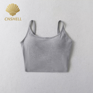 Canottiere Crop da donna con Logo personalizzato estivo Sexy lavorato a maglia senza maniche con Top corto incrociato da donna con reggiseno - Product Image 3