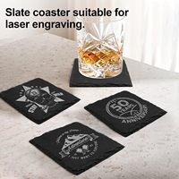 Posavasos de Pizarra Rústica Negra Clásica Ecológica de 10x10cm con Borde Diseñado para Uso en Hogar y Oficina, Venta al por Mayor de Fábrica