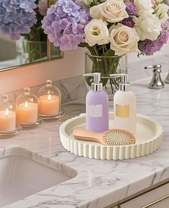 Multi Purpose Round Silicone Storage <b>Tray</b> Decorative Display for Jewelry Cosmetic <b>Perfume</b> Candle Key Sundries Table Decoration - Product Image 3