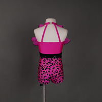 Costume de danse de ballet pour filles, imprimé léopard rose vif, spandex/nylon, tenue de performance