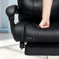 Silla de Oficina Reclinable Acolchada y Confortable, Giratoria 360°, Altura Ajustable, de Cuero, con Almohada Lumbar para el Hogar, Negocios y Trabajo
